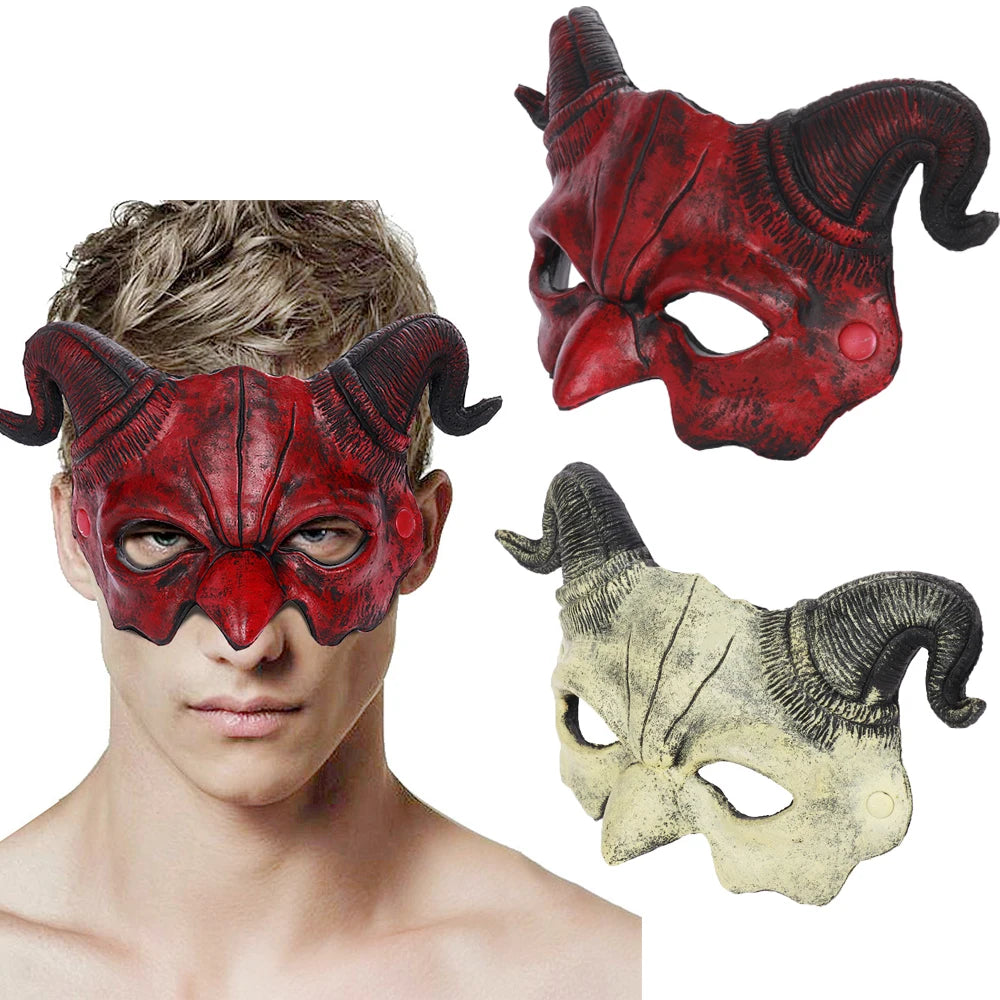 Halloween Half Face Eye Masks Horror PU Demon Masque Woman Men Halloween Carnival Party Cosplay Props Accessories