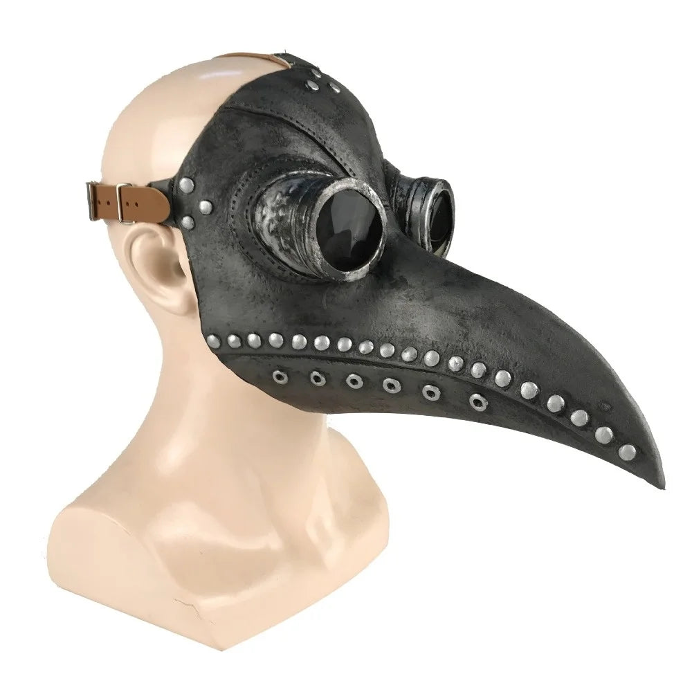 Halloween Plague Doctor Masks PU Leather Medieval Steampunk Mask For Face Fashion Bird Beak Mask Halloween Cosplay Prop Mask