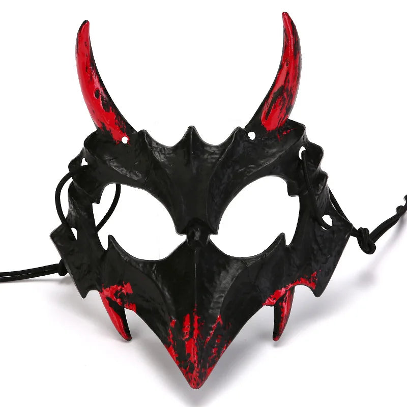 Halloween Bone Skull Masks Half-face Bloody Mask Cosplay Dragon God Fierce Tiger Night Fork Tengu Man Wolf Mask Party Decor Prop