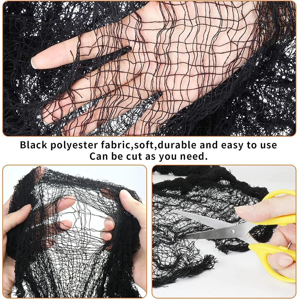Halloween Decoration Black White Creepy Cloth Spooky Gauze Fabric Window Door Cover Scary Party Horror House Props Hallow Favors