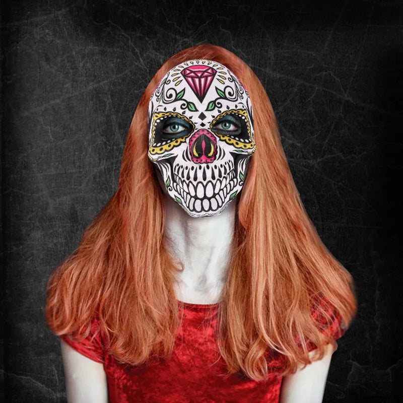 Day of The Dead Masks Sugar Skull Full Face Mask Mexico Parties Masquerade Props Halloween Costume for Women Men