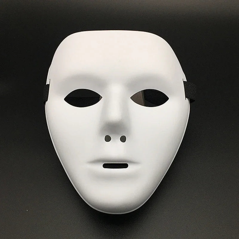 Halloween Props Masquerade Performance Full Face Mask Hand-painted White Street Dance Adult Eye Mask Death Clown Black Gold