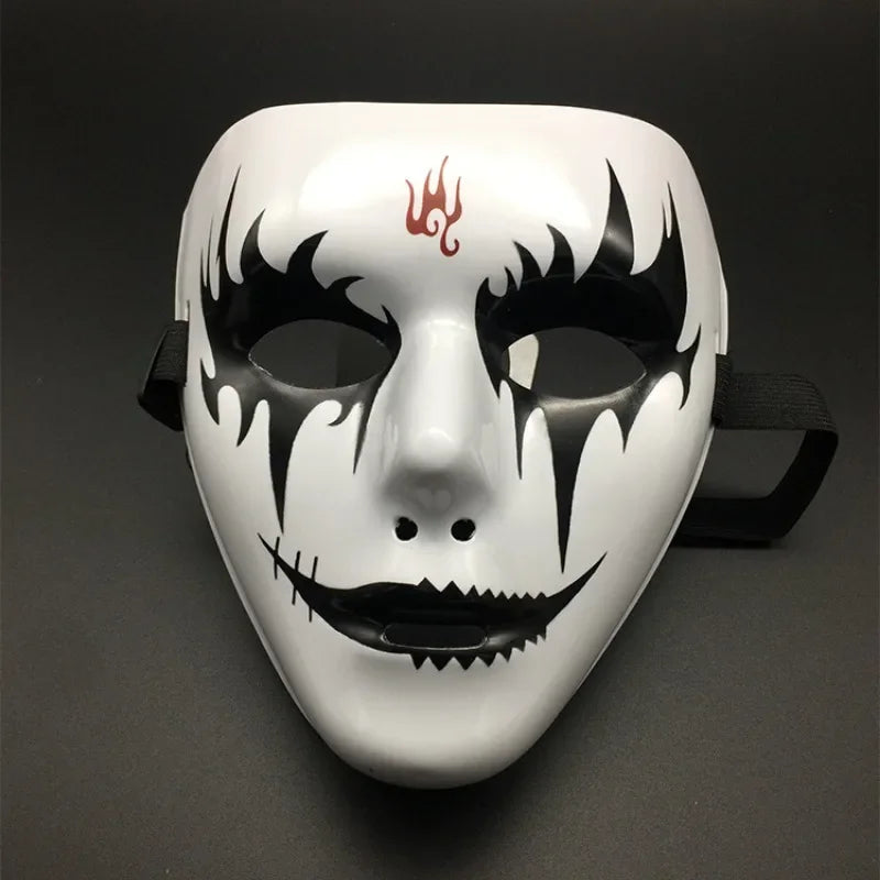 Halloween Props Masquerade Performance Full Face Mask Hand-painted White Street Dance Adult Eye Mask Death Clown Black Gold