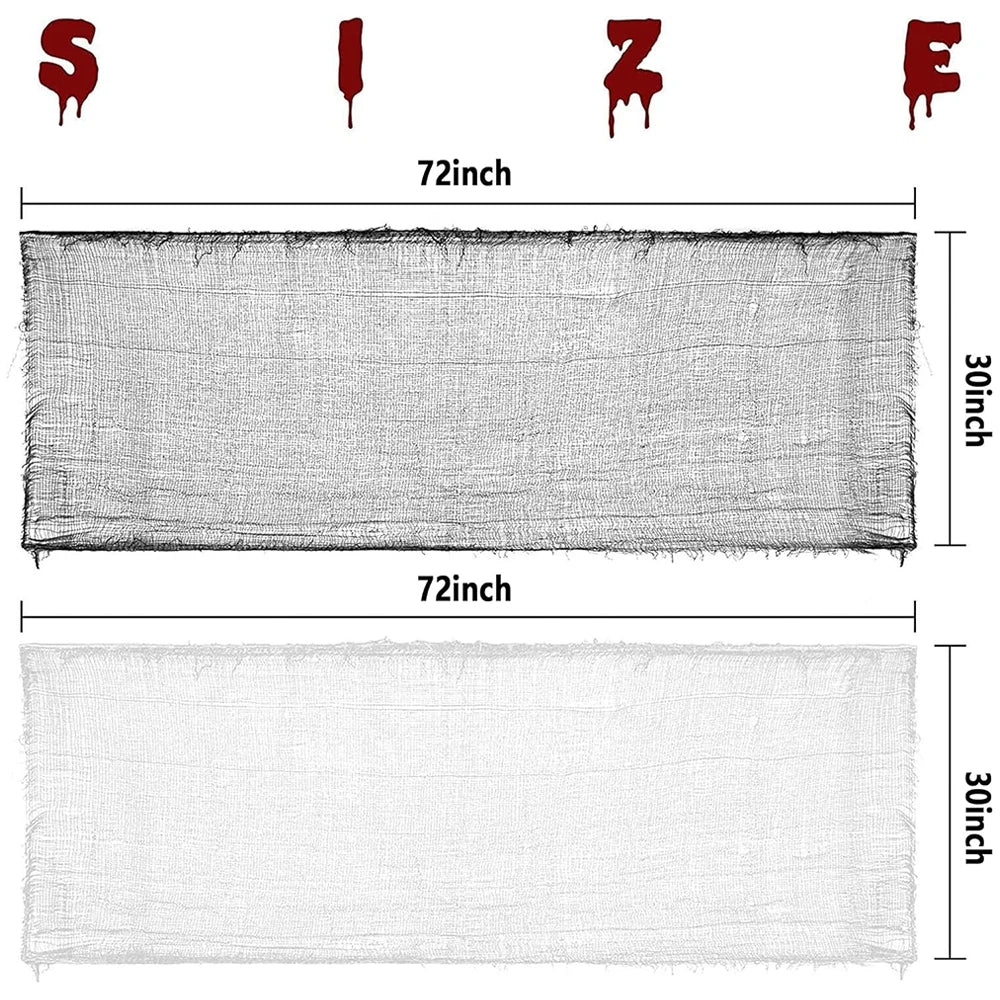 Halloween Decoration Black White Creepy Cloth Spooky Gauze Fabric Window Door Cover Scary Party Horror House Props Hallow Favors