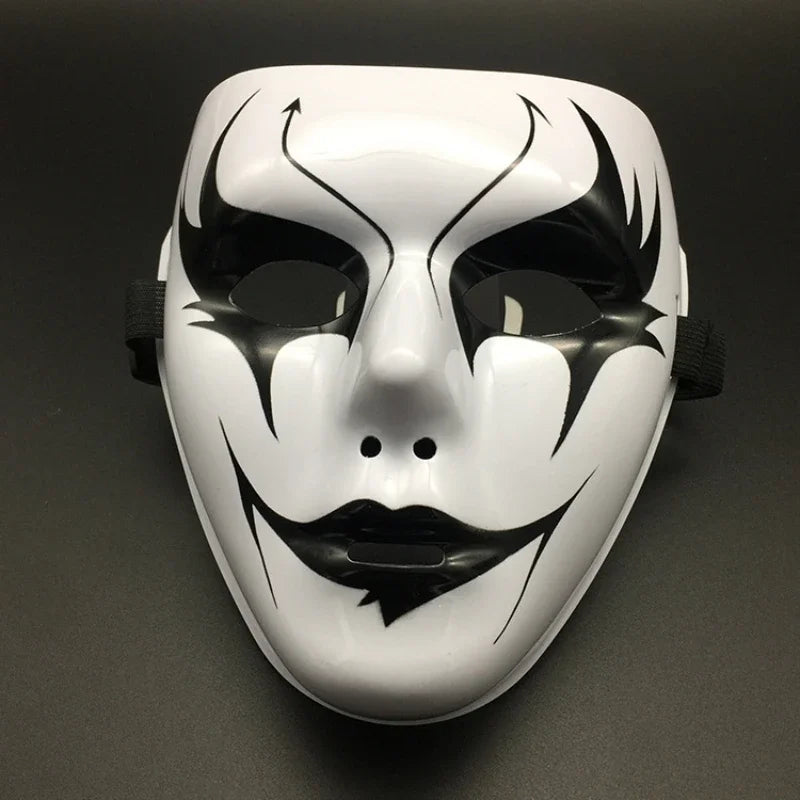 Halloween Props Masquerade Performance Full Face Mask Hand-painted White Street Dance Adult Eye Mask Death Clown Black Gold