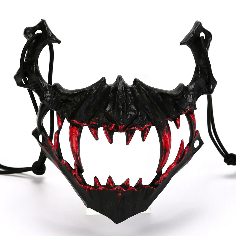 Halloween Bone Skull Masks Half-face Bloody Mask Cosplay Dragon God Fierce Tiger Night Fork Tengu Man Wolf Mask Party Decor Prop
