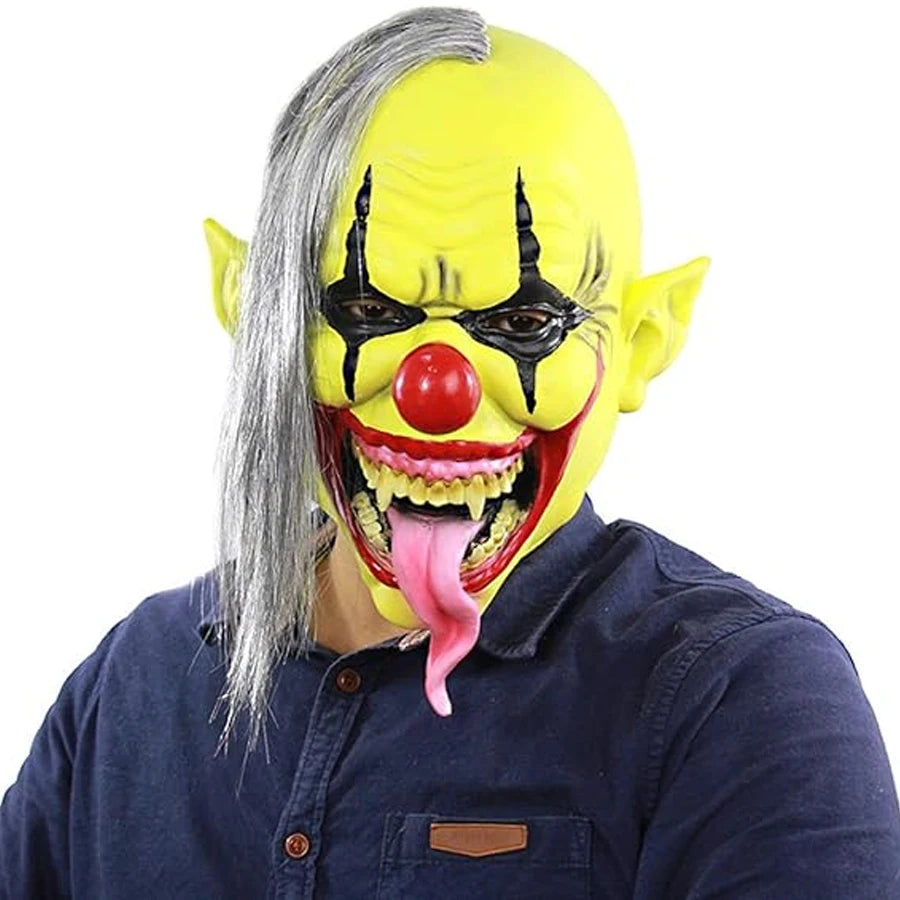 Halloween Mask -  Green Horror Clown Mask with Hair, Terrifying Halloween Costume Face Mask for Adults Party Disguise