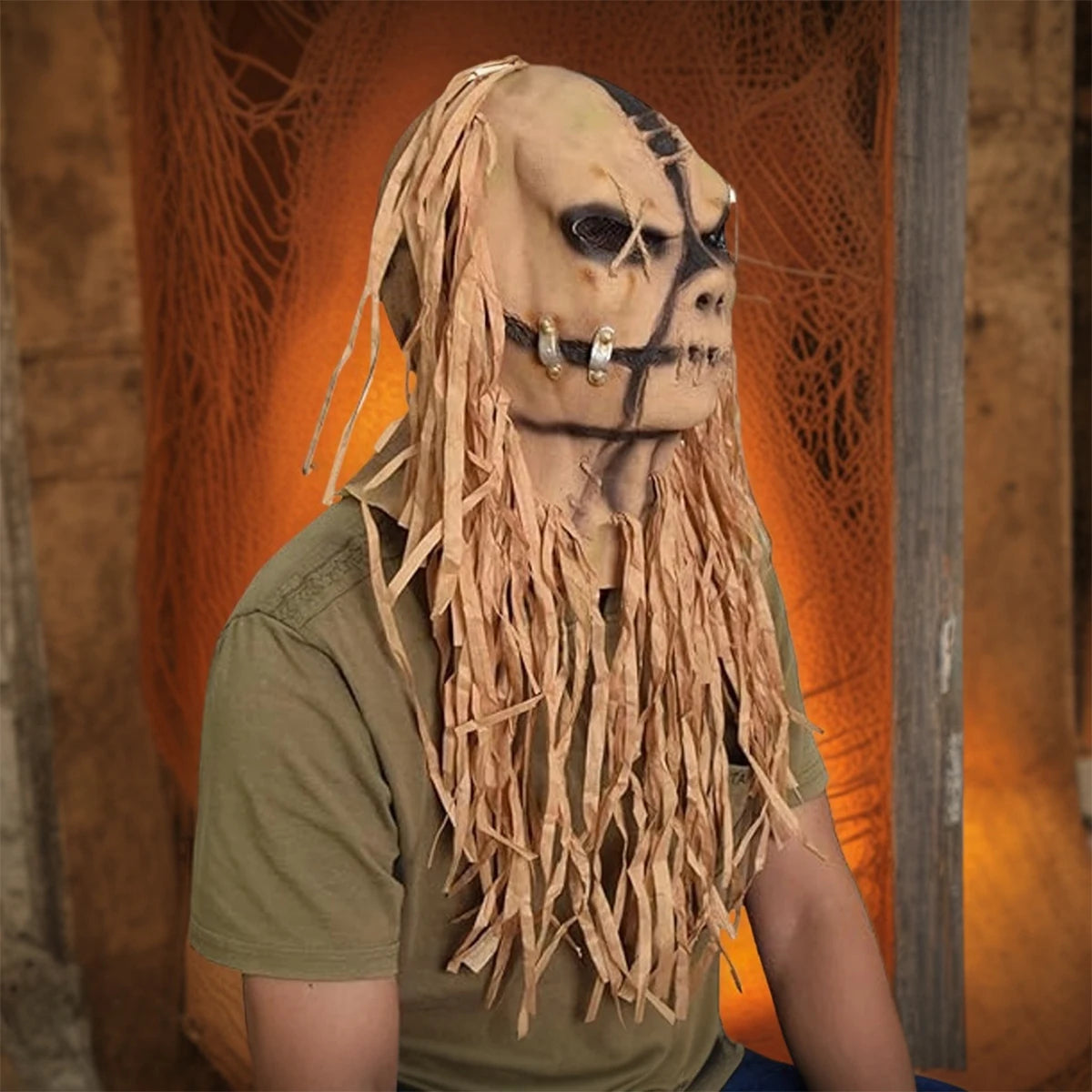 Halloween Scary Scarecrow Mask Fullhead Horror Halloween Mask Cosplay Gift Props Outdoor Decoration