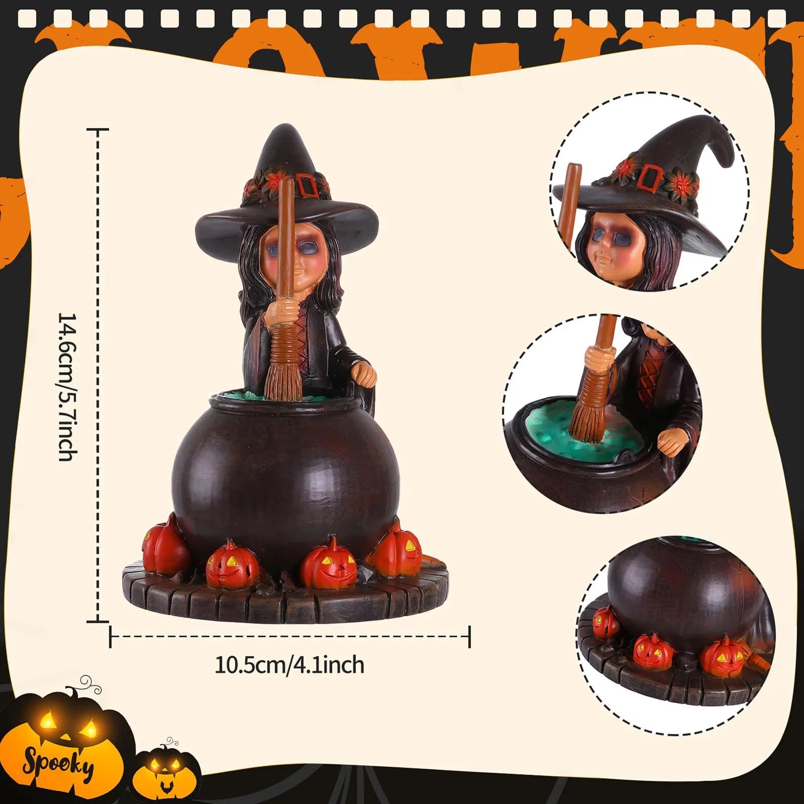 Halloween Witch Decoration, Resin Decoration, Home Desktop, Party, Witch Hat, Creative Halloween Home Tabletop Decoration