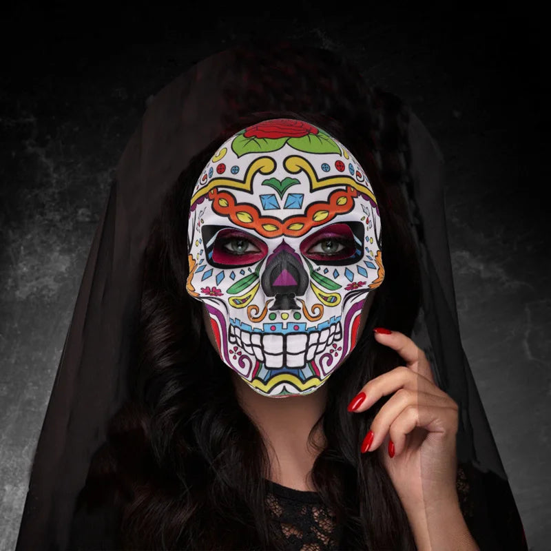 Day of The Dead Masks Sugar Skull Full Face Mask Mexico Parties Masquerade Props Halloween Costume for Women Men
