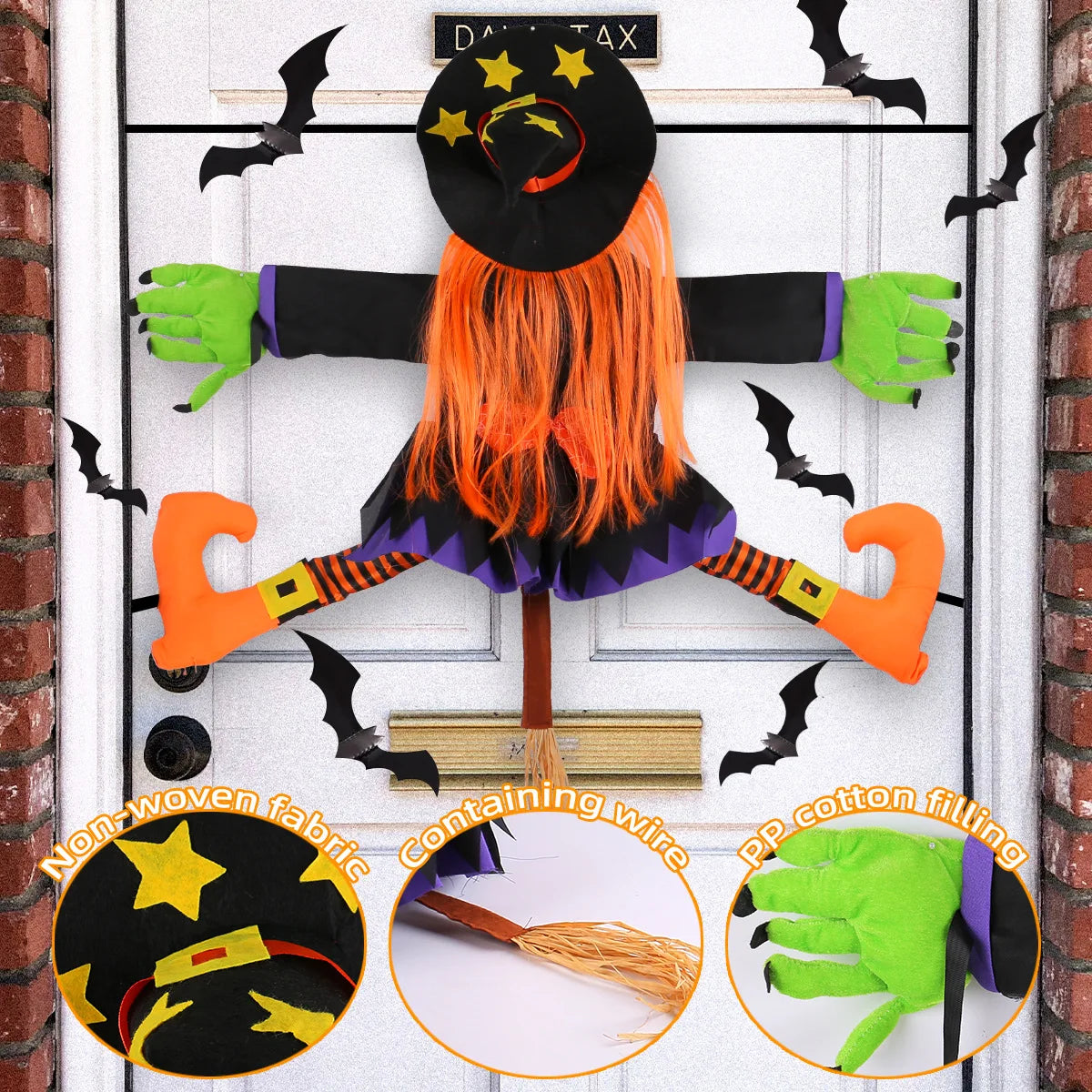 Halloween Witch Hugging Tree Courtyard Porch Witch Hanging Decor Scary Pendant Props Indoor Outdoor Decor Halloween Decoration