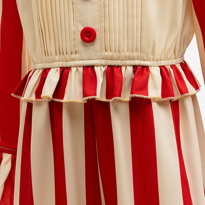 Halloween Cosplay Costumes	Girl Costume Carnival Clown Role Play Jumpsuits Girls Boys Stripe Clown Clothing Festival Kid Costume