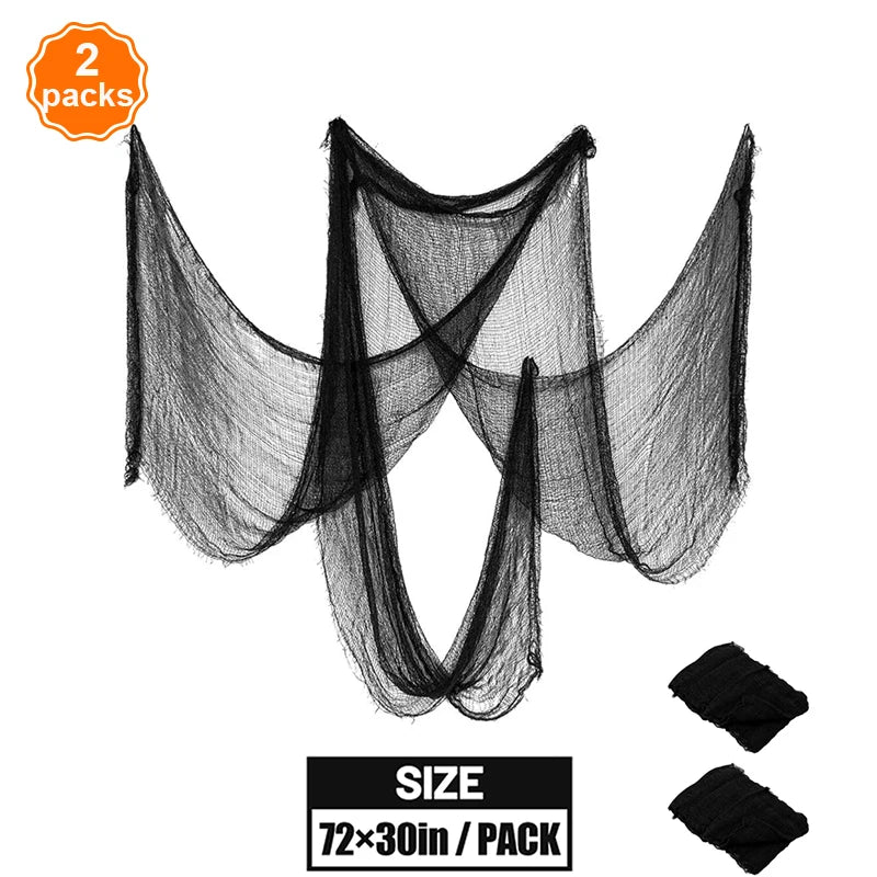 Halloween Decoration Black White Creepy Cloth Spooky Gauze Fabric Window Door Cover Scary Party Horror House Props Hallow Favors