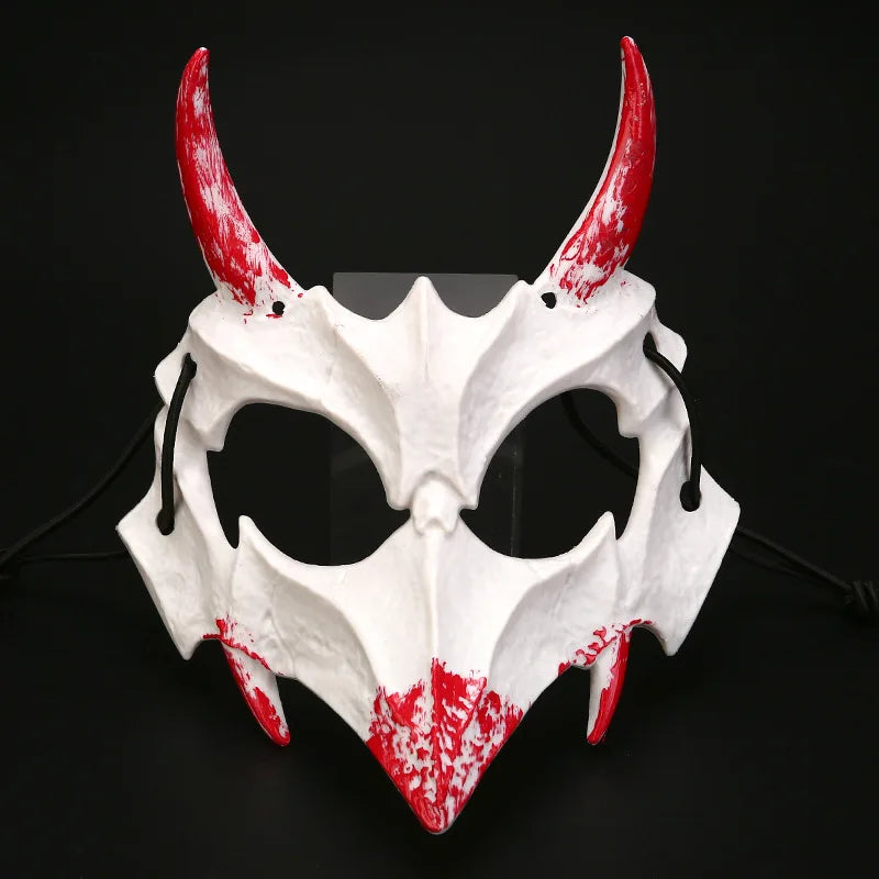 Halloween Bone Skull Masks Half-face Bloody Mask Cosplay Dragon God Fierce Tiger Night Fork Tengu Man Wolf Mask Party Decor Prop
