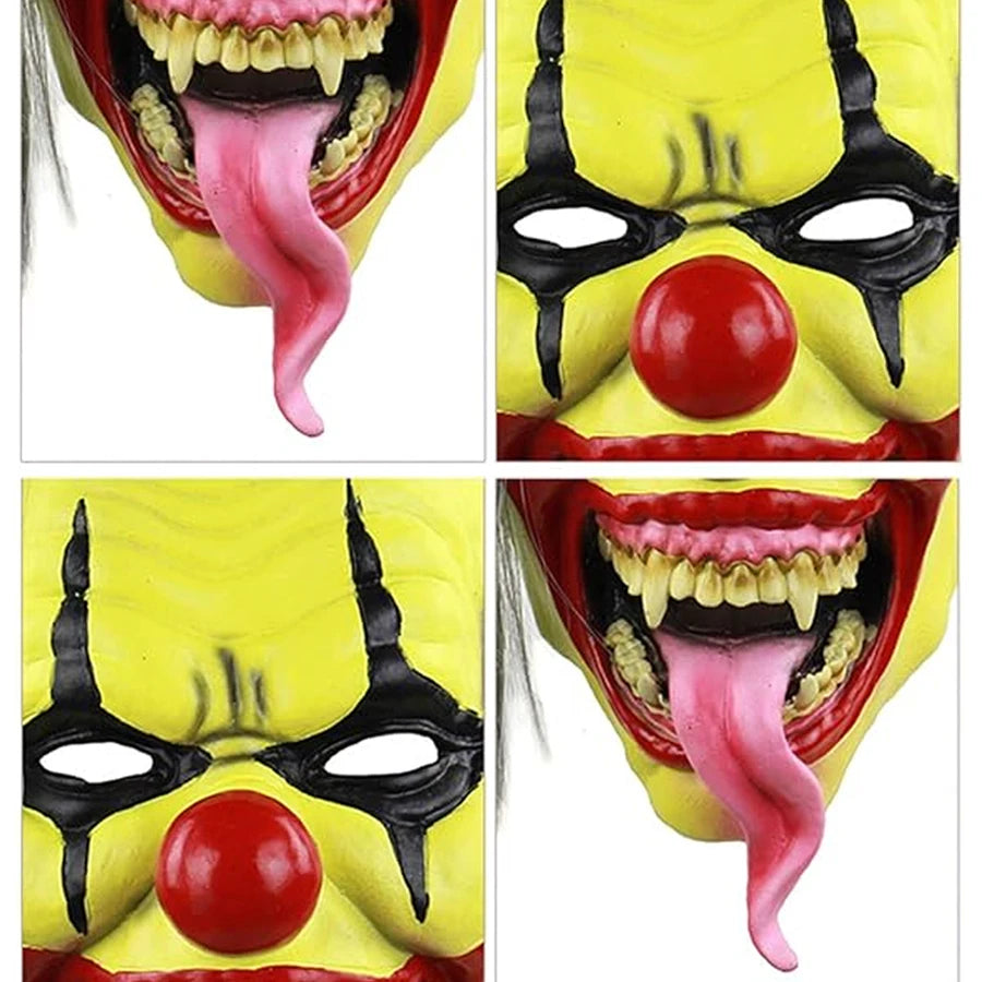 Halloween Mask -  Green Horror Clown Mask with Hair, Terrifying Halloween Costume Face Mask for Adults Party Disguise