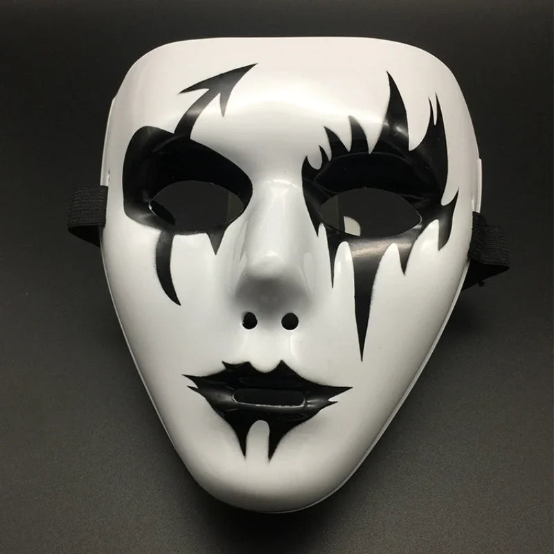 Halloween Props Masquerade Performance Full Face Mask Hand-painted White Street Dance Adult Eye Mask Death Clown Black Gold