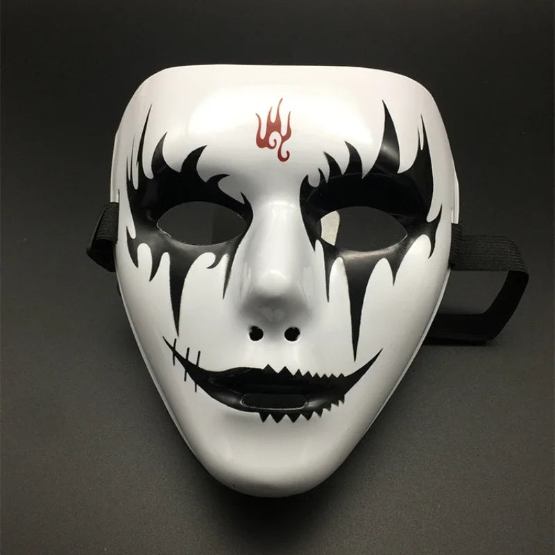 Halloween Props Masquerade Performance Full Face Mask Hand-painted White Street Dance Adult Eye Mask Death Clown Black Gold