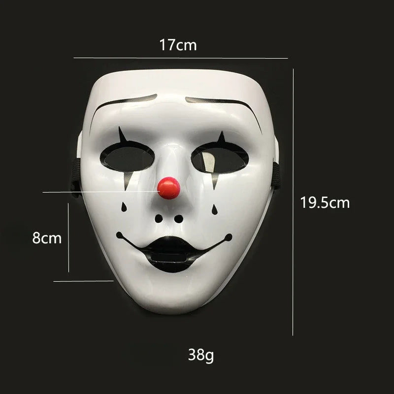 Halloween Props Masquerade Performance Full Face Mask Hand-painted White Street Dance Adult Eye Mask Death Clown Black Gold