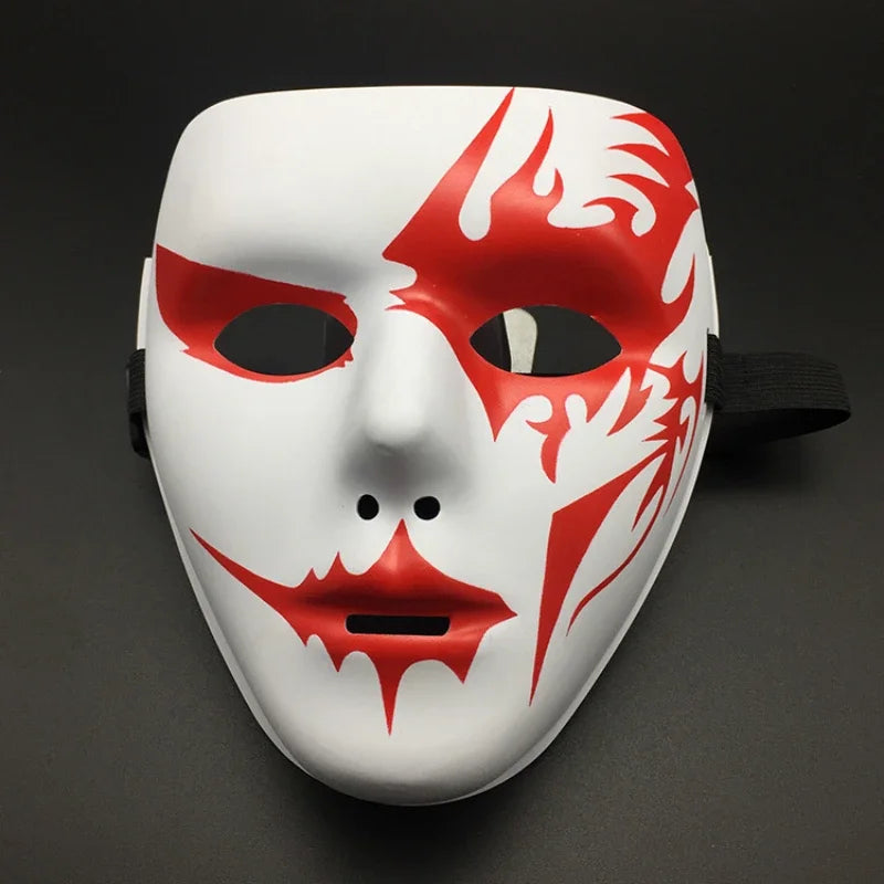 Halloween Props Masquerade Performance Full Face Mask Hand-painted White Street Dance Adult Eye Mask Death Clown Black Gold
