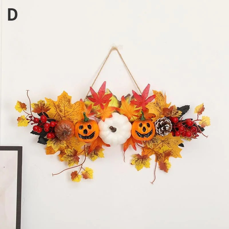 Halloween Decoration Maple Leaf Pumpkin Decorative Pendant Harvest Festival Wall Hanging Props Autumn Fall Halloween Decor