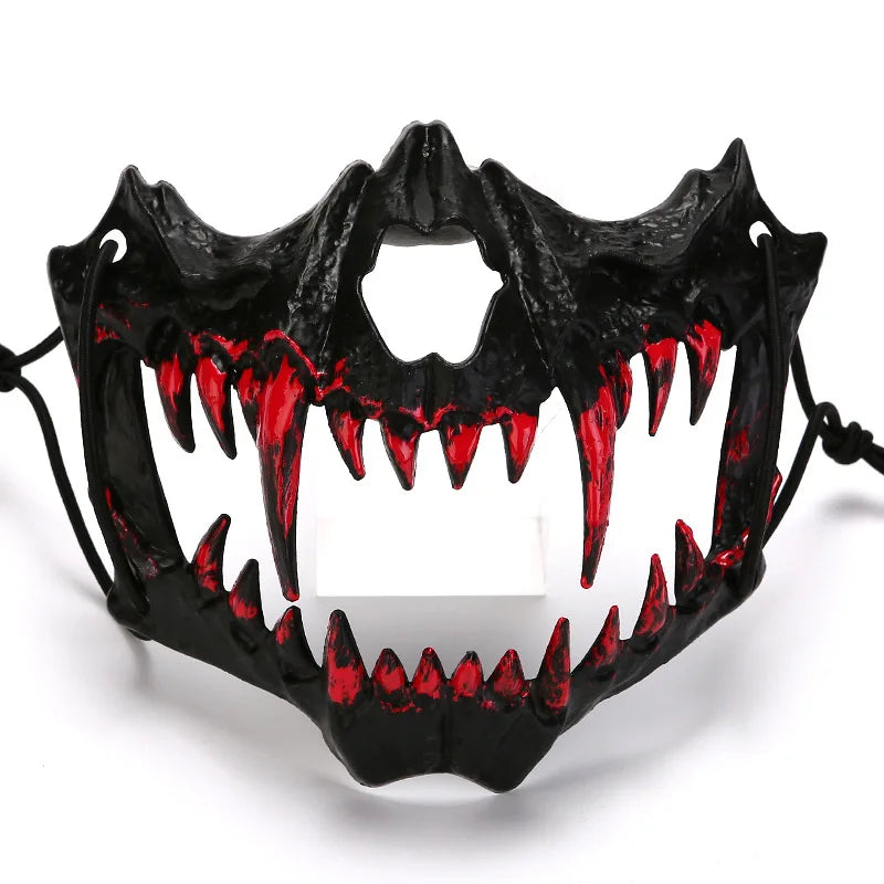 Halloween Bone Skull Masks Half-face Bloody Mask Cosplay Dragon God Fierce Tiger Night Fork Tengu Man Wolf Mask Party Decor Prop