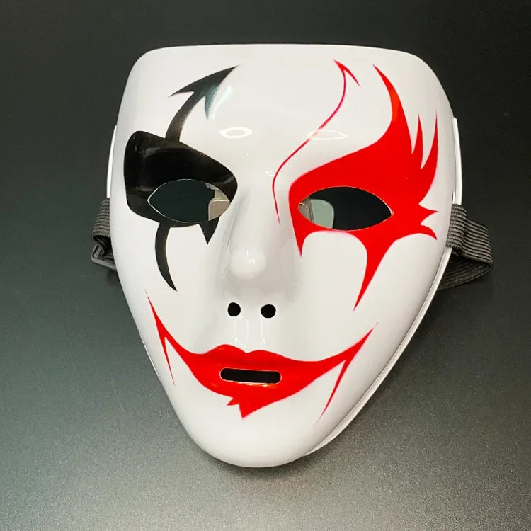 Halloween Props Masquerade Performance Full Face Mask Hand-painted White Street Dance Adult Eye Mask Death Clown Black Gold