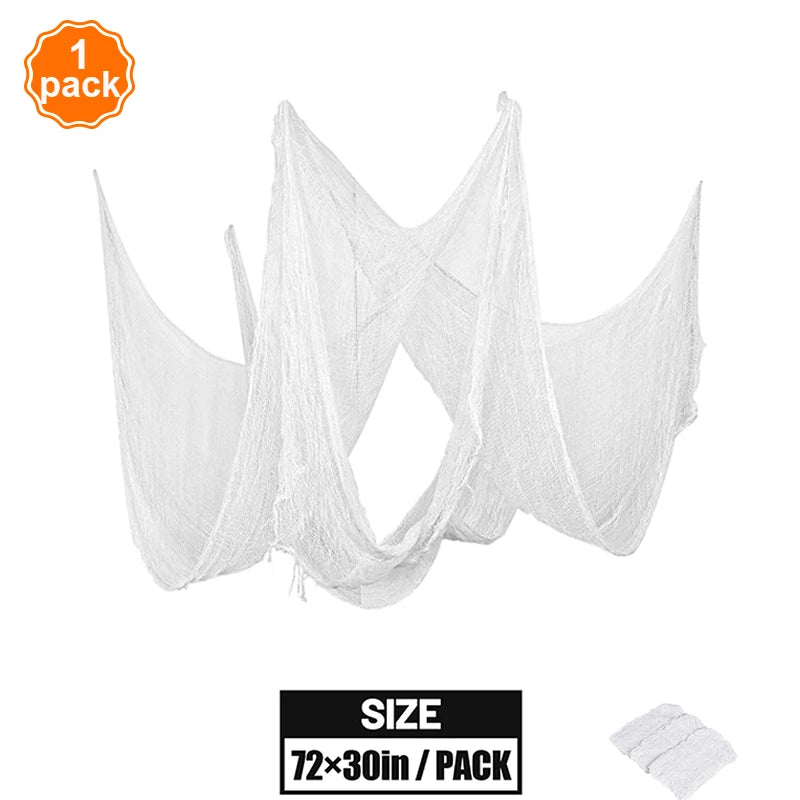 Halloween Decoration Black White Creepy Cloth Spooky Gauze Fabric Window Door Cover Scary Party Horror House Props Hallow Favors