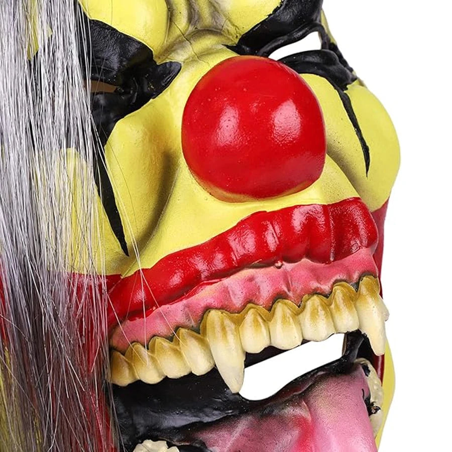 Halloween Mask -  Green Horror Clown Mask with Hair, Terrifying Halloween Costume Face Mask for Adults Party Disguise