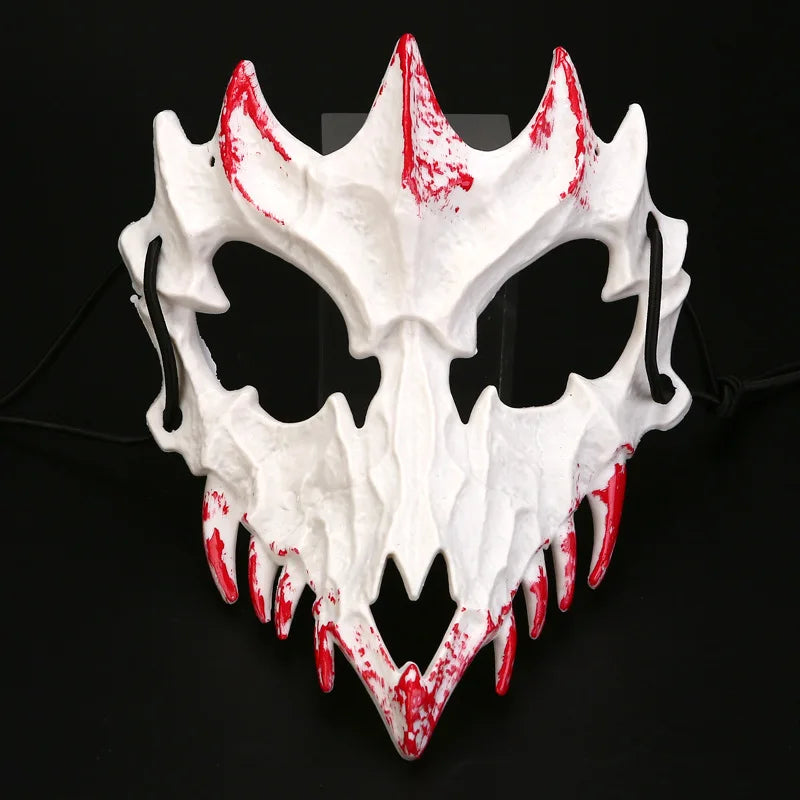 Halloween Bone Skull Masks Half-face Bloody Mask Cosplay Dragon God Fierce Tiger Night Fork Tengu Man Wolf Mask Party Decor Prop