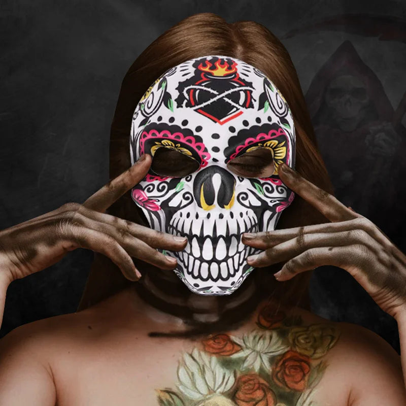 Day of The Dead Masks Sugar Skull Full Face Mask Mexico Parties Masquerade Props Halloween Costume for Women Men
