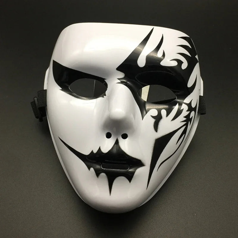 Halloween Props Masquerade Performance Full Face Mask Hand-painted White Street Dance Adult Eye Mask Death Clown Black Gold