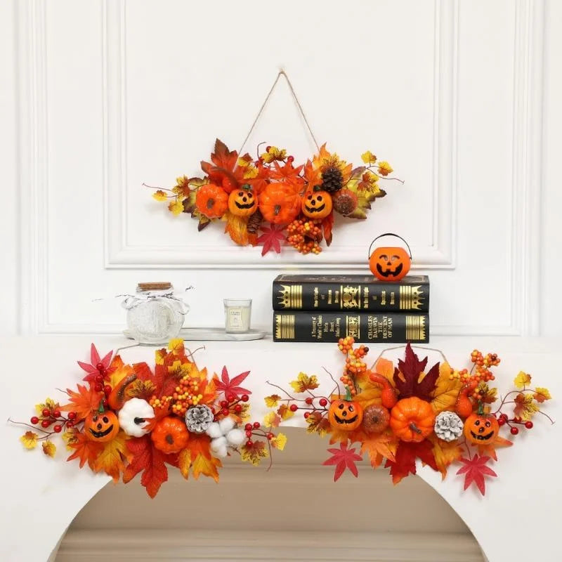 Halloween Decoration Maple Leaf Pumpkin Decorative Pendant Harvest Festival Wall Hanging Props Autumn Fall Halloween Decor