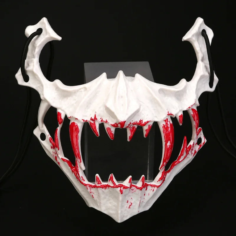 Halloween Bone Skull Masks Half-face Bloody Mask Cosplay Dragon God Fierce Tiger Night Fork Tengu Man Wolf Mask Party Decor Prop