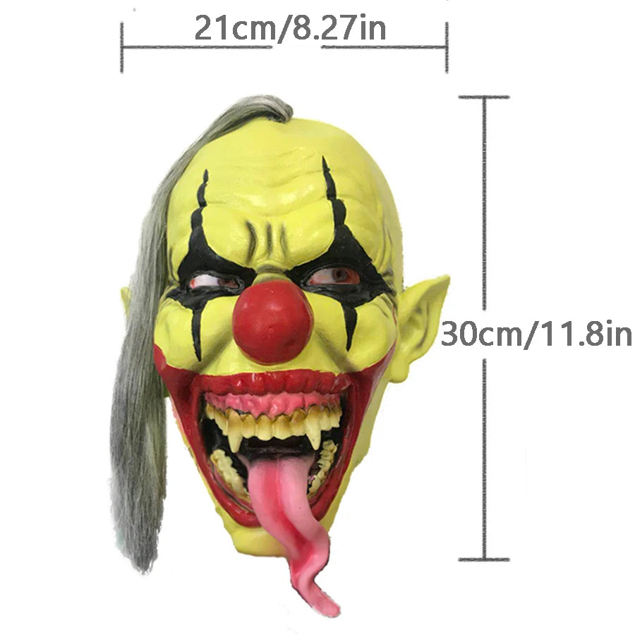 Halloween Mask -  Green Horror Clown Mask with Hair, Terrifying Halloween Costume Face Mask for Adults Party Disguise