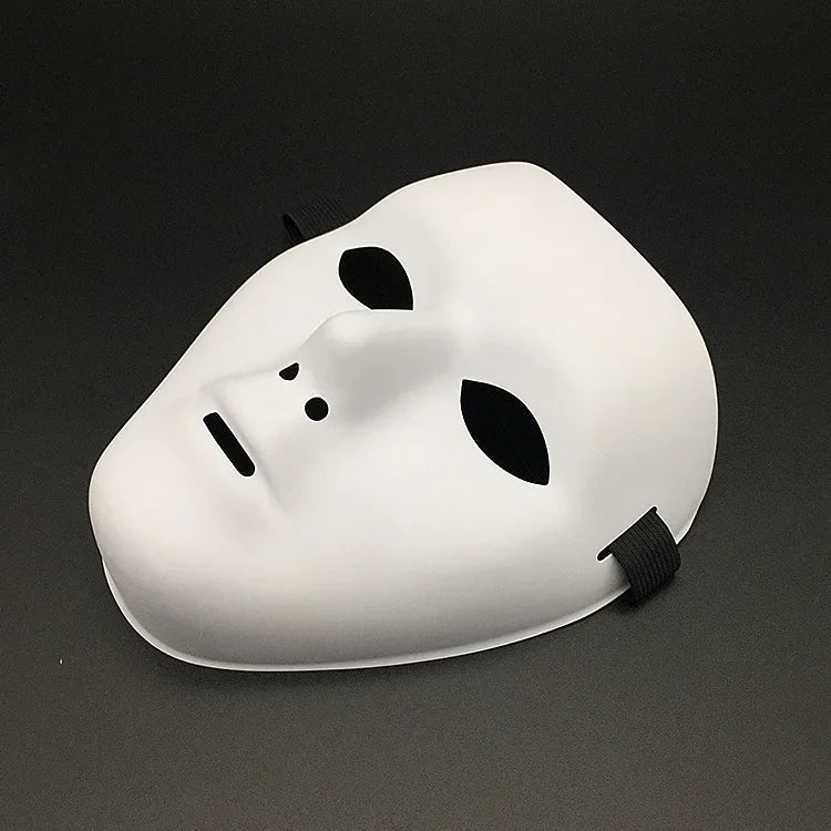 Halloween Props Masquerade Performance Full Face Mask Hand-painted White Street Dance Adult Eye Mask Death Clown Black Gold